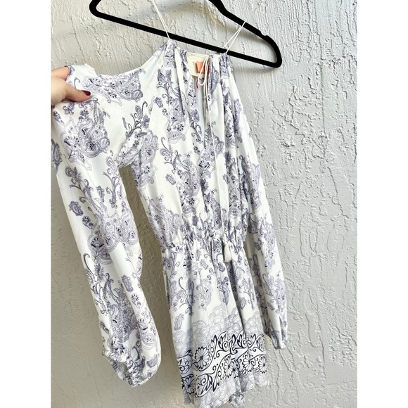 The Jetset Diaries Paisley Slit Sleeve Infinity Romper White/purple Womens Sz XS - Picture 5 of 10